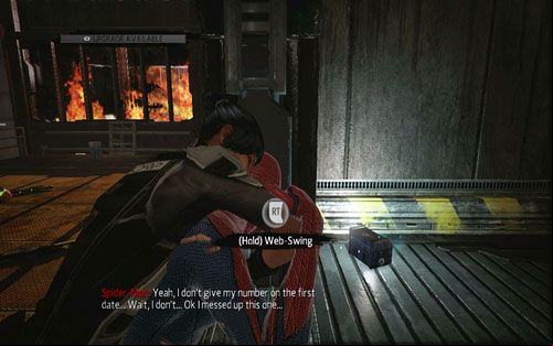 Stand in front of him and jump through the door on the right - Chapter 03 - In the Shadow of Evils Past - p. 2 - Collectibles inside buildings - The Amazing Spider-Man - Game Guide and Walkthrough