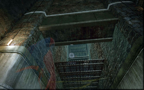 After you manage to silently take care of all the enemies in the first tall sewer (the one with red pipes), turn right and jump high up - Chapter 04 - The Thrill of the Hunt - Collectibles inside buildings - The Amazing Spider-Man - Game Guide and Walkthrough