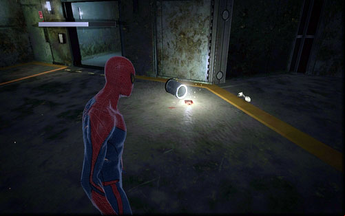 Beside the knocked over trash can you can find the item - Chapter 06 - Smythe Strikes Back - p. 1 - Collectibles inside buildings - The Amazing Spider-Man - Game Guide and Walkthrough