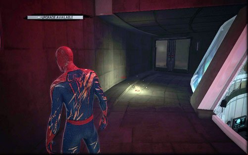 It's lying behind a window on the right - Chapter 06 - Smythe Strikes Back - p. 1 - Collectibles inside buildings - The Amazing Spider-Man - Game Guide and Walkthrough