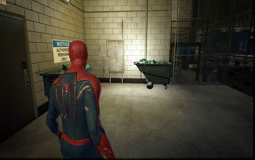 Behind it there will be a wheelbarrow with the recording on it - Chapter 10 - Spider-Man No More! - p. 1 - Collectibles inside buildings - The Amazing Spider-Man - Game Guide and Walkthrough