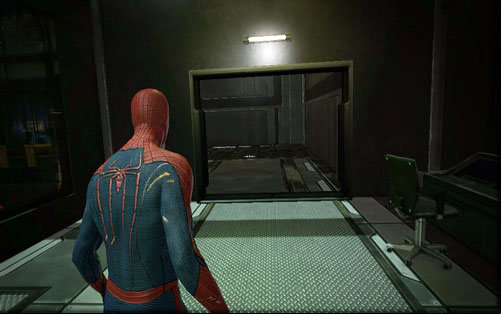 After leaving the ventilation shaft, turn left - Chapter 10 - Spider-Man No More! - p. 1 - Collectibles inside buildings - The Amazing Spider-Man - Game Guide and Walkthrough