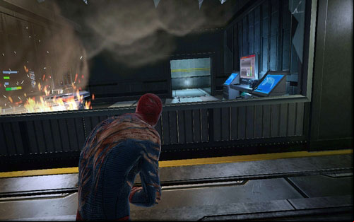 Jump to the other side and go out to the corridor - Chapter 10 - Spider-Man No More! - p. 1 - Collectibles inside buildings - The Amazing Spider-Man - Game Guide and Walkthrough