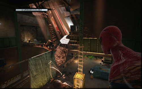 After coming across the first group of enemies, jump onto the wall on the left and afterwards jump onto the knocked over white pillar on the right - Chapter 12 - Where Crawls the Lizard? - Collectibles inside buildings - The Amazing Spider-Man - Game Guide and Walkthrough