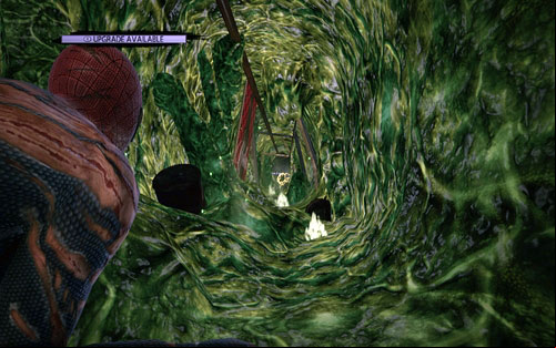 After reaching the corridor filled with acid, move to the other side with Web Rush - Chapter 12 - Where Crawls the Lizard? - Collectibles inside buildings - The Amazing Spider-Man - Game Guide and Walkthrough