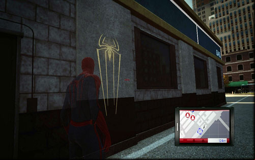 At the back of one of the buildings there you will find the next symbol - Costumes list - Spider-Man's costumes - The Amazing Spider-Man - Game Guide and Walkthrough