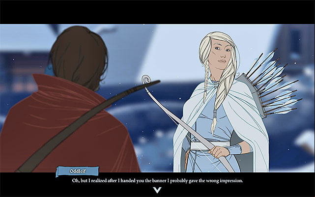 Meeting Oddleif in the camp will allow you to obtain additional Renown points - Journey to Frostvellr | Chapter 2 - Chapter 2 - The Banner Saga Game Guide