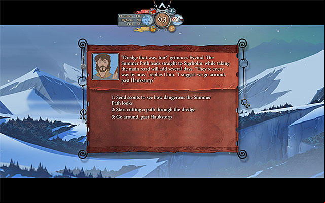 You can either continue you journey or try fighting the monsters - Journey to Sigrholm | Chapter 6 - Chapter 6 - The Banner Saga Game Guide