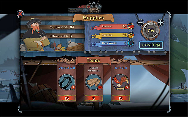 It is a good idea to replenish your supplies, because there is a long journey ahead - Sigrholm | Chapter 6 - Chapter 6 - The Banner Saga Game Guide