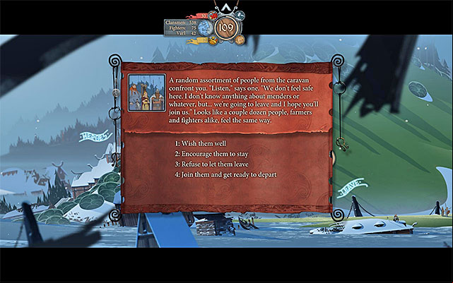 Instead of bidding fare well to the part of some of the people from the caravan, it is better to leave Sigrholm - Sigrholm | Chapter 6 - Chapter 6 - The Banner Saga Game Guide