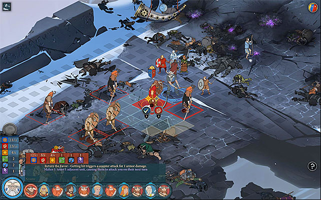 While fighting against giants, to focus on one at a time. - Types of enemies | Combat - Combat - The Banner Saga Game Guide