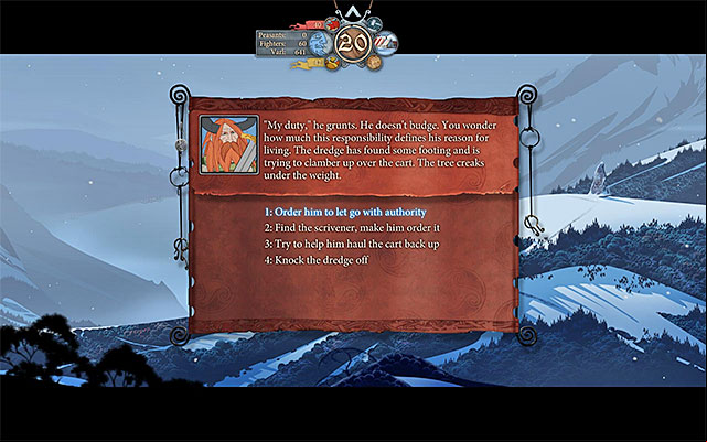 You have to react properly if you want Gunnulf to stay alive - Journey to Ridgehorn | Chapter 3 - Chapter 3 - The Banner Saga Game Guide