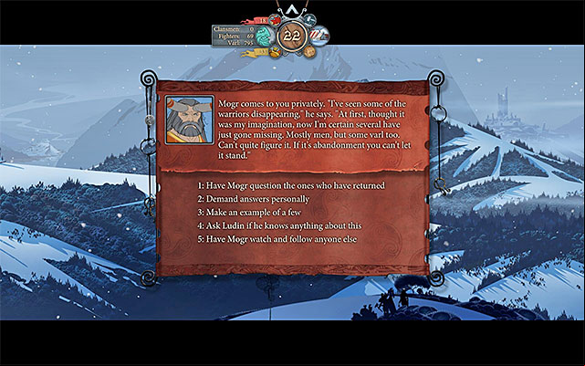 The option selection window - Journey to Ridgehorn | Chapter 3 - Chapter 3 - The Banner Saga Game Guide