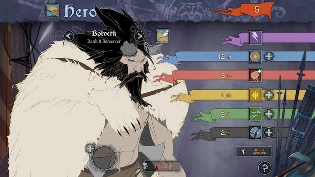 An example of a character screen - Stats | Character advancement - Character advancement - The Banner Saga 2 Game Guide