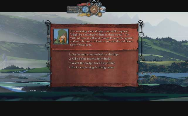 The monster that you spot on the bank may take you to an artifact - Journey to Ormsdalr | Chapter 8 - Chapter 8 - The Banner Saga 2 Game Guide
