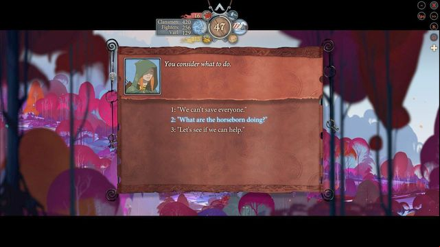 The first important event takes place right after you have arrived in Ettinkbekkr - Road to Old Wood | Chapter 12 - Chapter 12 - The Banner Saga 2 Game Guide