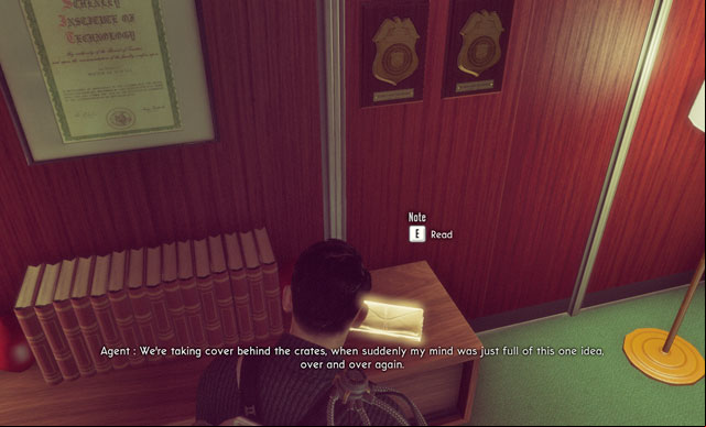 Note is on the cupboard. - Base Visit IV - Documents and letters - The Bureau: XCOM Declassified - Game Guide and Walkthrough