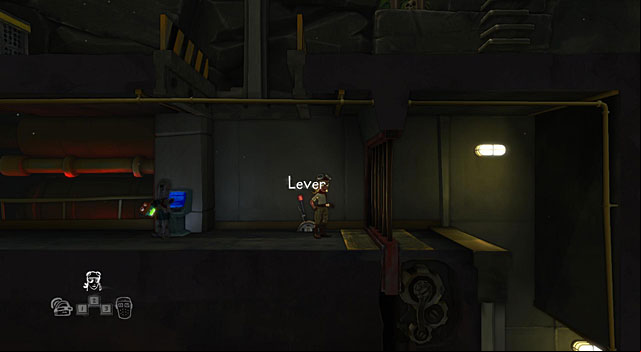 Pull the Lever found there with the second character and with the third one that's holding the battery, go through the opened grates towards the gates of the ZOO - The ZOO - The Cave (generally accessible locations) - The Cave - Game Guide and Walkthrough