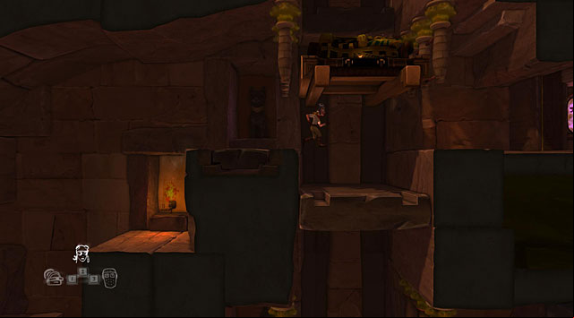 Run below the moving sarcophagus and jump onto the pressure plate on the left side of the elevator - The Adventurer - Locations for specific characters - The Cave - Game Guide and Walkthrough