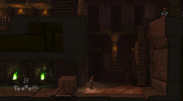 Push the fallen boulder to the left so that it falls where the adventurer is - The Adventurer - Locations for specific characters - The Cave - Game Guide and Walkthrough