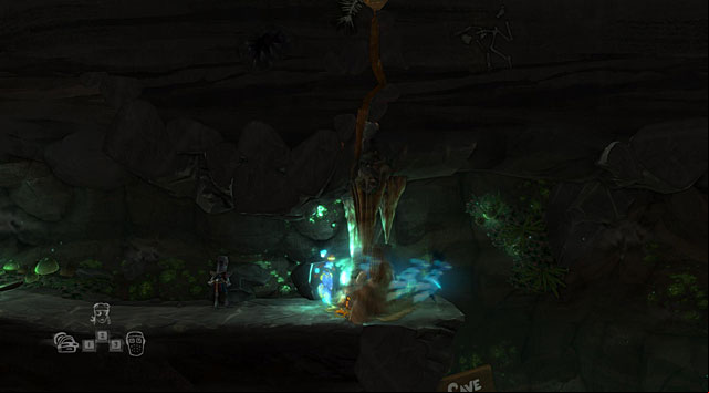 When you come across a group of stalactites and stalagmites, use the time traveler's special skill to phase to the other side - The Time Traveller - Locations for specific characters - The Cave - Game Guide and Walkthrough