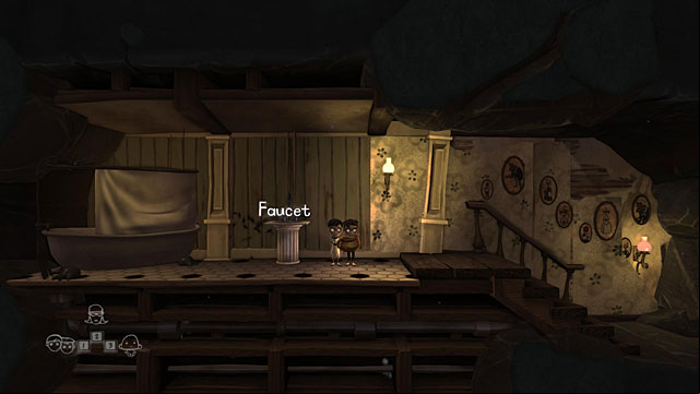 Fill up the chamber pot with water using the Faucet and run up to where you left the cardboard box by the wall - Twins - Locations for specific characters - The Cave - Game Guide and Walkthrough