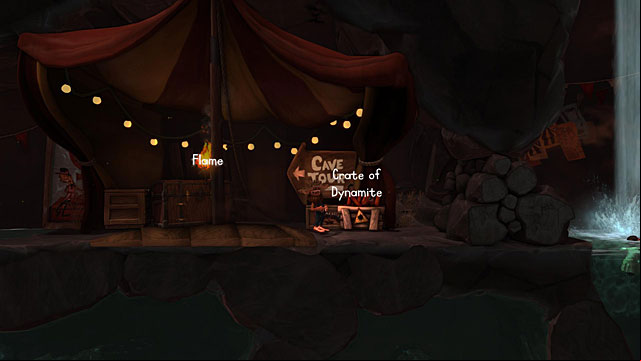 Head out of the water and take a stick of dynamite from the Crate of Dynamite - The Hillbilly - Locations for specific characters - The Cave - Game Guide and Walkthrough