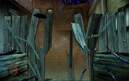 Go to the wooden fence now and press middle mouse button to use the right tentacle in order to destroy the obstacle and unlock further age - Payback - p. 2 - Walkthrough - The Darkness II - Game Guide and Walkthrough