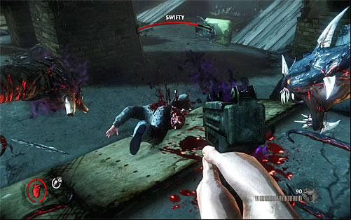 If you prefer to use tentacles, you can attack enemies from the distance, throwing at them different objects (for example metal bars found after destroying pillars) or run towards them and tear them apart - Q and A - p. 2 - Walkthrough - The Darkness II - Game Guide and Walkthrough