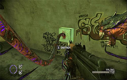 After unlocking the age, go inside the adjacent room and destroy the generator, which powers up lamps you've ed by previously - Fun and Games - p. 1 - Walkthrough - The Darkness II - Game Guide and Walkthrough