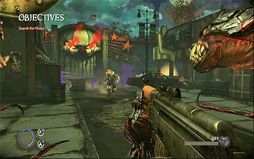 After the fights destroy nearby lamps and approach the gate - Fun and Games - p. 2 - Walkthrough - The Darkness II - Game Guide and Walkthrough
