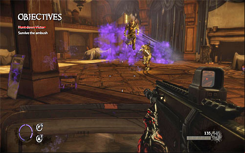 As for opponents, during this phase of the fight you have to watch for two elite enemies (one with the firearms and one with the melee weapon) - Homecoming - p. 1 - Walkthrough - The Darkness II - Game Guide and Walkthrough