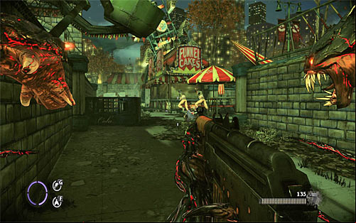 After leaving the first stage of the carnival (crossing under partially raised gate), you'll notice fleeing enemies (screen above) - Relics (14 - 20) - Relics - The Darkness II - Game Guide and Walkthrough