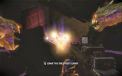 Look for a hole in the wall and grab relic with the left tentacle (you can't pick it up personally) - Relics (21 - 29) - Relics - The Darkness II - Game Guide and Walkthrough
