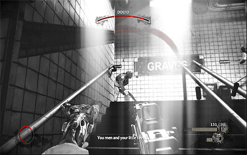 Do not get surprise by enemies during leaving the platform (screen above) - Vendettas campaign - hints - p. 2 - Vendettas - The Darkness II - Game Guide and Walkthrough