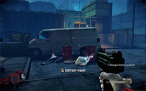 After leaving the warehouse stop at the place with parked white van (screen above) - Vendettas mode relics - Vendettas - The Darkness II - Game Guide and Walkthrough