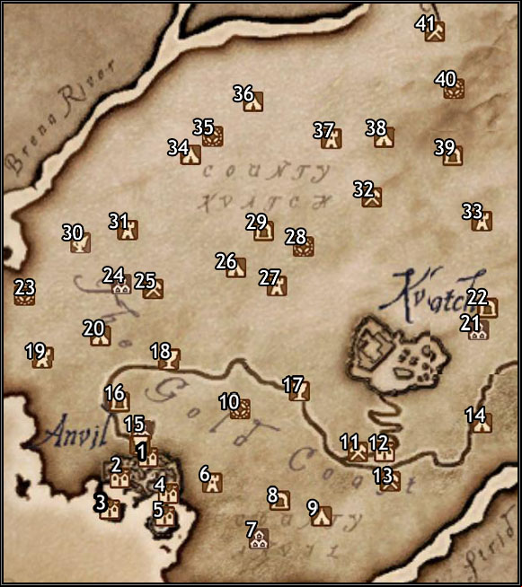 1 - Anvil Main Gate - Oblivion: Anvil and Kvatch map - Province of Cyrodiil - The Elder Scrolls IV: Oblivion Game Guide & Walkthrough