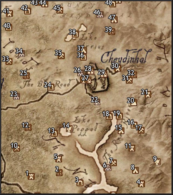 1 - Fort Sejanus - Oblivion: Cheydinhal map - Province of Cyrodiil - The Elder Scrolls IV: Oblivion Game Guide & Walkthrough