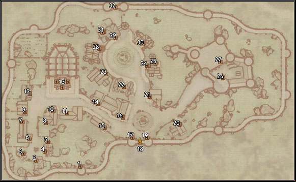 1 - Southwest Wall Tower - Oblivion: Chorrol map - City maps - The Elder Scrolls IV: Oblivion Game Guide & Walkthrough