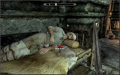If youve promise Anton not to kill him, you have to wait until dusk, because he should go to sleep then - Recipe for Disaster - The Dark Brotherhood quests - The Elder Scrolls V: Skyrim Game Guide