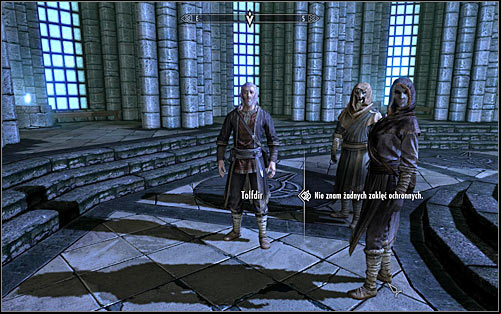 Tolfdir will soon inform the gathered students that the first test will concern using protective spells - First Lessons - College of Winterhold quests - The Elder Scrolls V: Skyrim Game Guide