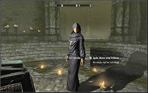 If you intend to betray Orthorn and exchange him for the books, you need to approach The Caller and inform her of your intentions (screen above) - Hitting the Books - p. 2 - College of Winterhold quests - The Elder Scrolls V: Skyrim Game Guide