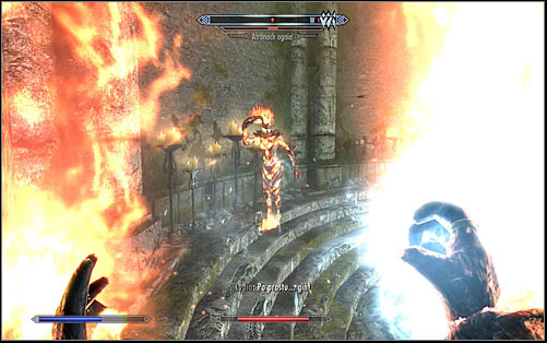 The Caller will summon a few Atronachs to help her (screen above) and they might be of the Flame, as well as of the stronger Ice and Storm types - Hitting the Books - p. 2 - College of Winterhold quests - The Elder Scrolls V: Skyrim Game Guide