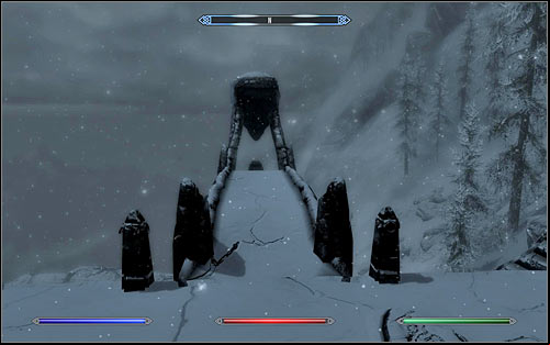 Be careful after reaching the destination, as there might be bandits around the pedestal - Destruction Ritual Spell - College of Winterhold quests - The Elder Scrolls V: Skyrim Game Guide