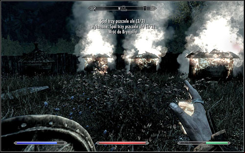 The hives can be set on fire in a few ways - with a bow enchanted with fire, spells or with a torch - Loud and Clear - Thieves Guild quests - The Elder Scrolls V: Skyrim Game Guide