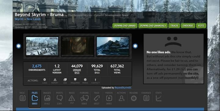 Head to the modifications page and it via NMM. - How to install Beyond Skyrim: Bruma? - General information - The Elder Scrolls V: Skyrim Game Guide