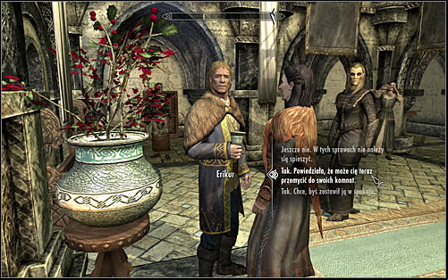 The second option implies initiating a conversation with Erikur - Collecting information on the return of dragons | Diplomatic Immunity - Diplomatic Immunity - The Elder Scrolls V: Skyrim Game Guide