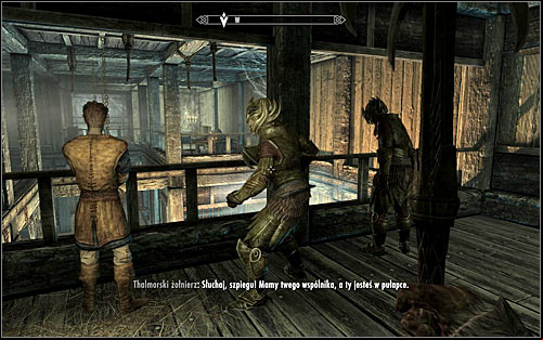 Regardless of how you learned of Esbern and how Thalmor wants to track him down, two Thalmor Soldier who in the meantime have exposed and imprisoned Malborn will appear on the eastern balcony - Getting out of the embassy | Diplomatic Immunity - Diplomatic Immunity - The Elder Scrolls V: Skyrim Game Guide