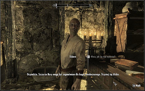 Wait for Esbern to gather his stuff and use this occasion to take a look around the cell yourself, finding a couple valuable items - Escorting Esbern | Alduins Wall - Alduins Wall - The Elder Scrolls V: Skyrim Game Guide