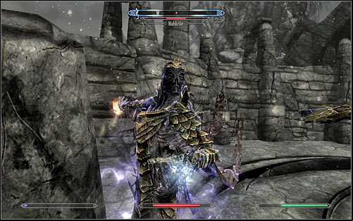 If you want to play fair or just gain some experience from eliminating Nahkriin, you can let him take the Staff - Going through the portal | The World-Eaters Eyrie - The World-Eaters Eyrie - The Elder Scrolls V: Skyrim Game Guide